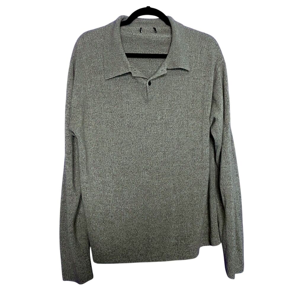 Mens Mocha Chocolate Brown Knit Long Sleeve Collared Polo Sweater Classic Soft L